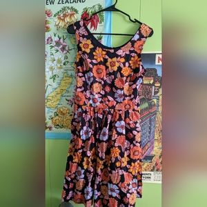 Modcloth NWT blue and orange floral autumn sleeveless dress - medium